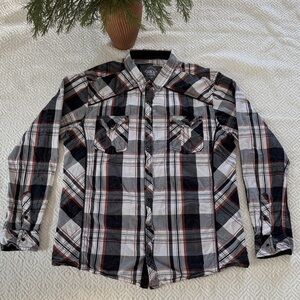 BKE Black, White, and Red Plaid Button Down Shirt Size XL
